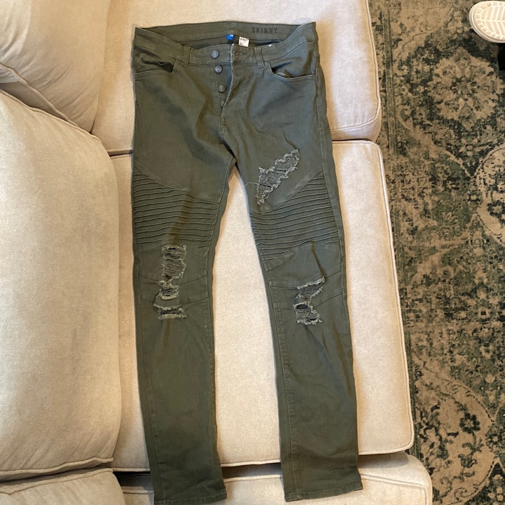 Divided H&M Skinny Ripped & Ribbed Jeans 32 x 32
